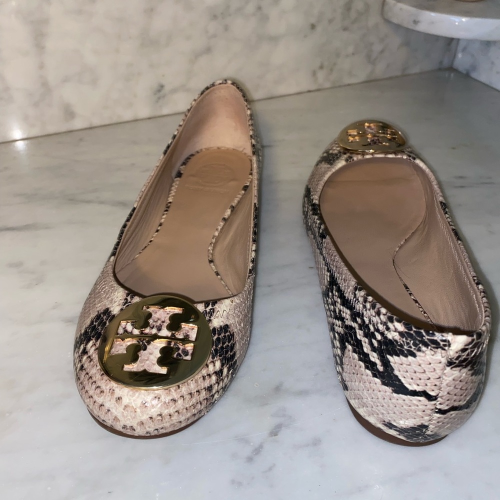 (Pretty Much) New Tory Burch Snakeskin Reva Flats 7.5.